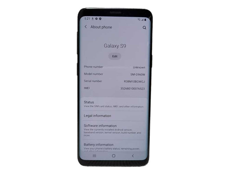 Samsung Galaxy S9 64GB (SM-G960W) - READ  $
