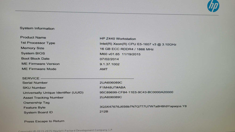 HP Z440 - Xeon E5-1607 v3 | 16GB RAM | NO HDD Q%