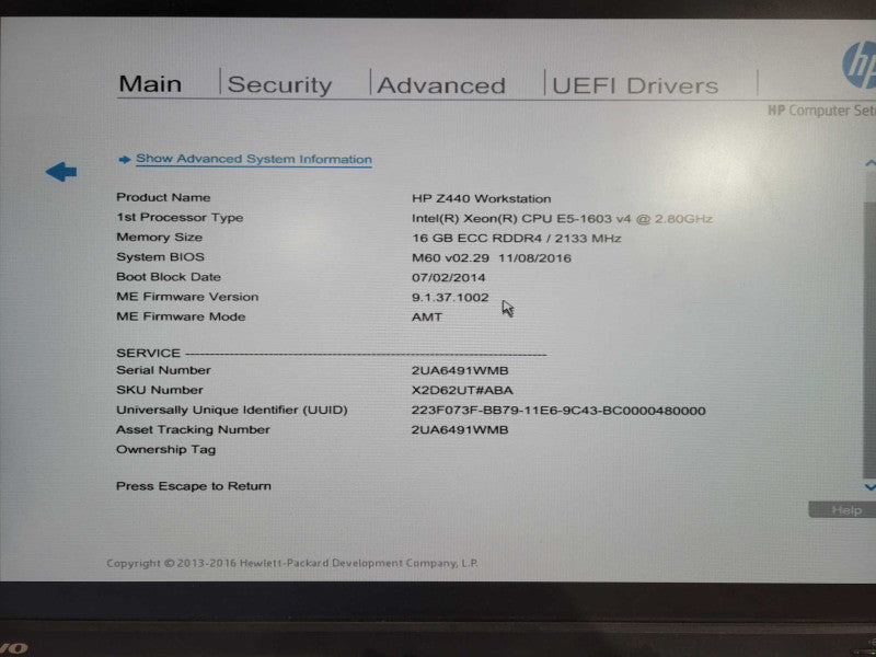 HP Z440 WorkStation | Xeon E5-1603 v4 @ 2.80GHz 16GB DDR4 2x Quadro NVS 510 !