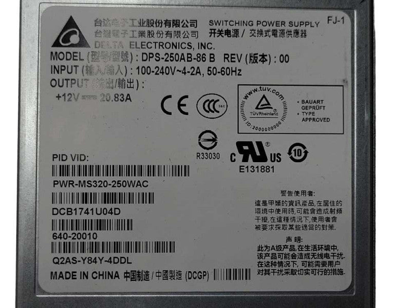 Cisco PWR-MS320-250WAC Power Supply for Meraki MS320 switch _
