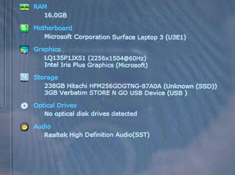 Microsoft Surface Laptop 3 Intel core i7-1065G7 16GB RAM 256GB SSD READ!