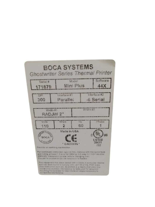 BOCA Ghostwriter Mini Plus 300 DPI Parallel / Serial Thermal Printer Q%