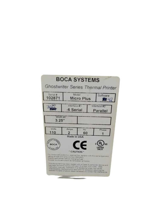 BOCA Ghostwriter MicroPlus 300 DPI Parallel / Serial Thermal Printer Q% Q%