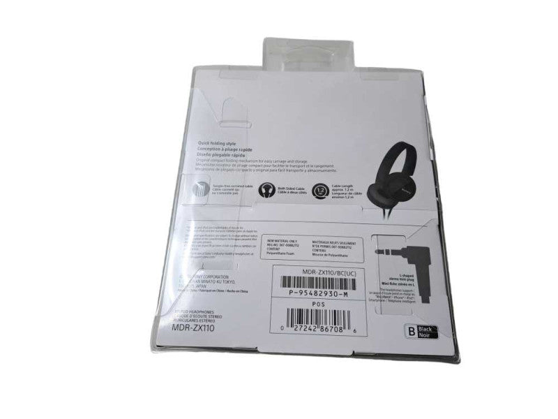 New | Sony MDR-ZX110 Overhead Wired On Ear Headphones - Black Q)