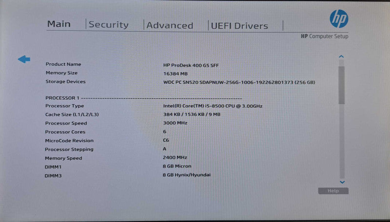 HP ProDesk 400 G5 SFF Desktop | i5-8500 @ 3.00GHz 16GB DDR4 256GB NVMe )