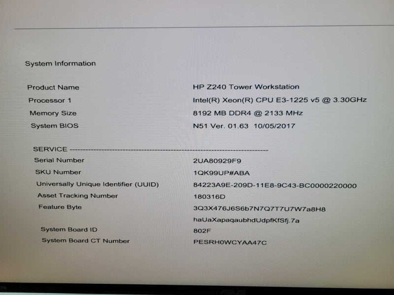 HP Z240 - Xeon E3-1225 v5 | 8GB RAM |NO HDD | QUADRO K1200 | 400W PSU %