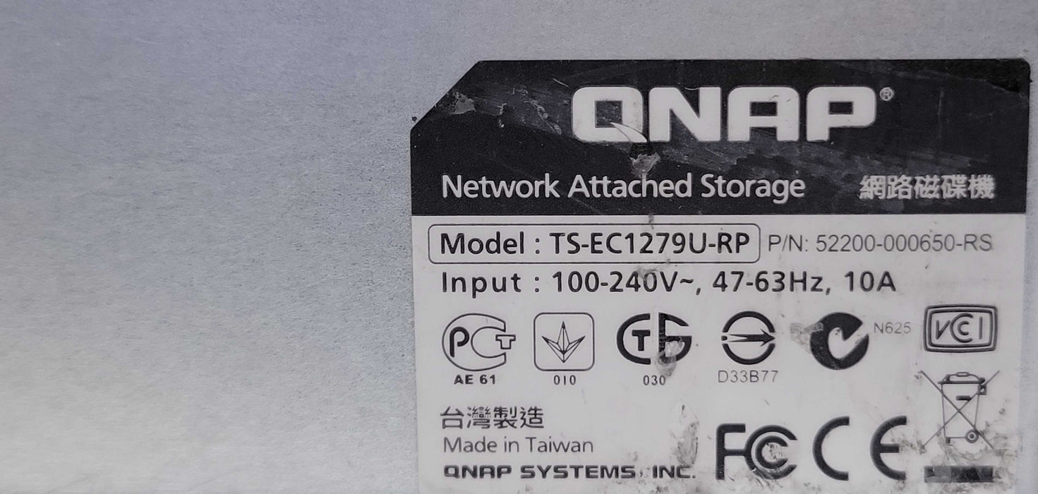 QNAP TS-EC1279U-RP 12 Bay Network Attached Storage, No HDD, No PSU, READ _