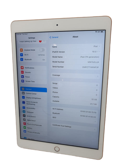 Apple iPad (7th gen) 32GB Rose Gold A2197 UNLOCKED  -