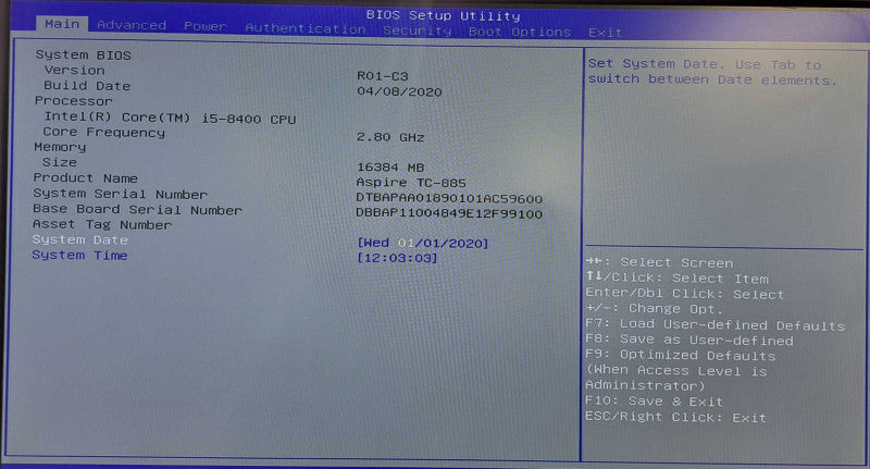 Acer Aspire TC-885 Tower | i5-8400 @ 2.80GHz 16GB DDR4 Wi-Fi No HDD/OS )