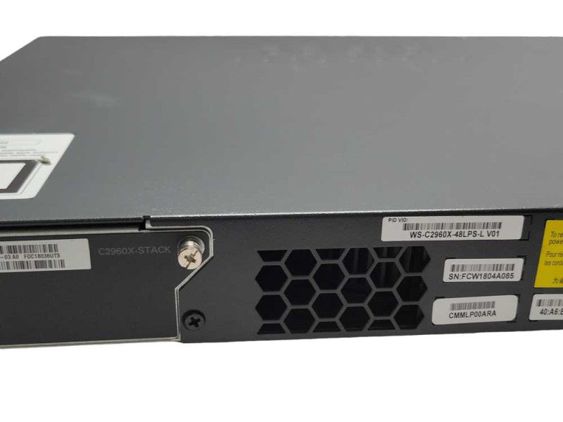 Cisco WS-C2960X-48LPS-L 48 Port PoE+ Gigabit Switch w/ C2960-STACK _