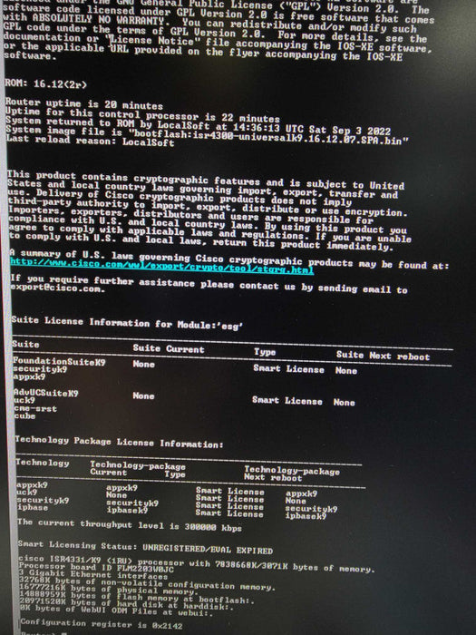 CISCO ISR4331/K9 Integrated Service Router, No Clock Issue Q_