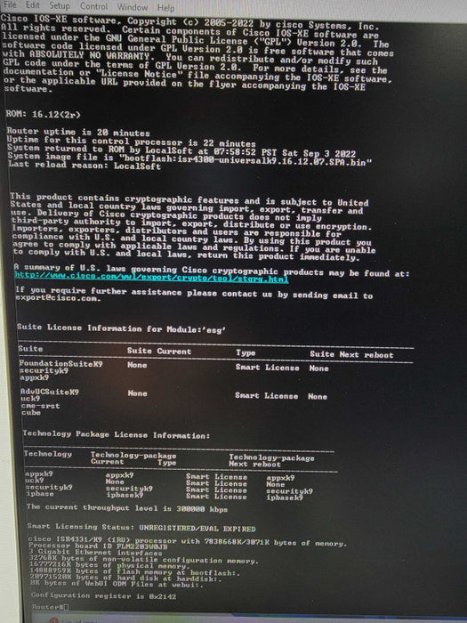 CISCO ISR4331/K9 Integrated Service Router, No Clock Issue Q_