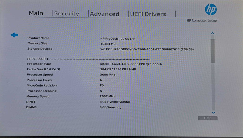 HP ProDesk 400 G5 SFF Desktop | i5-8500 @ 3.00GHz 16GB DDR4 256GB NVMe )