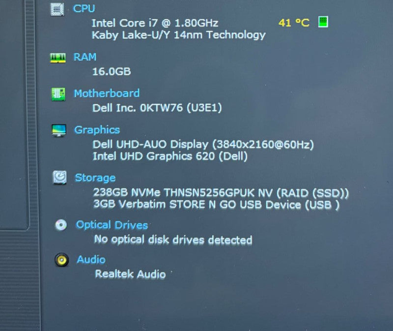 DELL XPS 13 9380 4K Touch Intel i7-8565U@ 16GB 256 SSD \\"Poor\\" battery READ