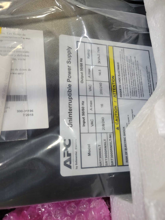APC SRT3000RMXLT 3000VA 208V On-Line Double-Conversion Smart-UPS Power Backup _