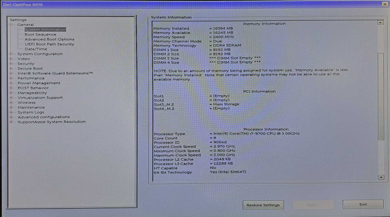 Dell OptiPlex 5070 SFF Desktop | i7-9700 @ 3.00GHz 16GB DDR4 256GB NVMe )