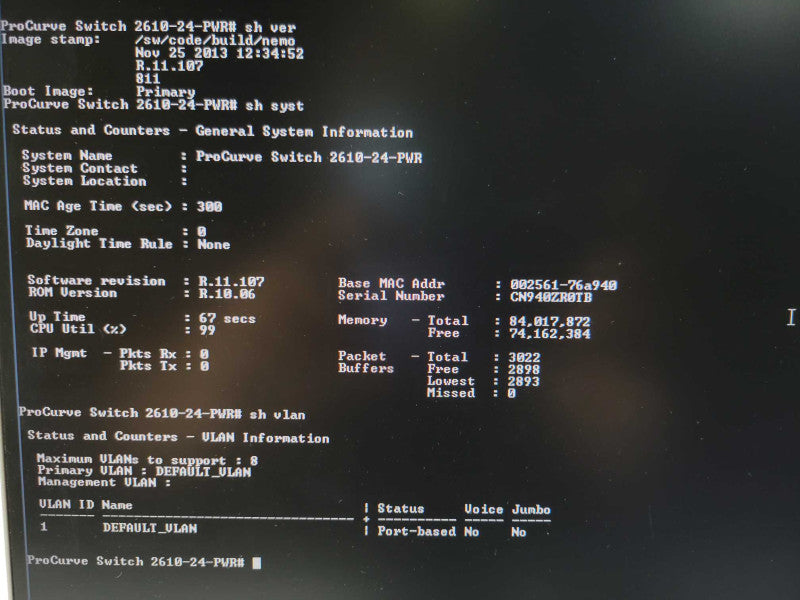 HP Procurve J9087A 2610-24-PWR POE 24 port fast ethernet switch _