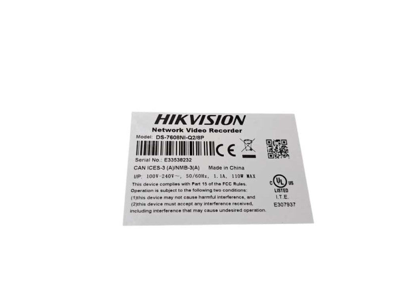 Hikvision 4K 8MP 8CH NVR DS-7608NI-Q2/8P 8 Channel POE | + 3TB HDD )