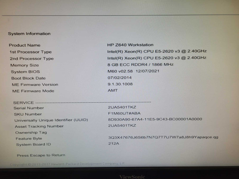 HP Z640 WS, 2x Xeon E5-2620v3 2.4GHz, 8GB DDR4, 1x 3.5\\" HDD Trays _