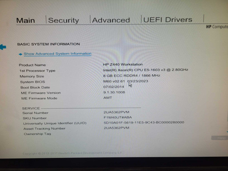 HP Z440 WS Xeon E5-1603v3 2.8GHz 8GB DDR4 Quadro NVS510, READ Q_