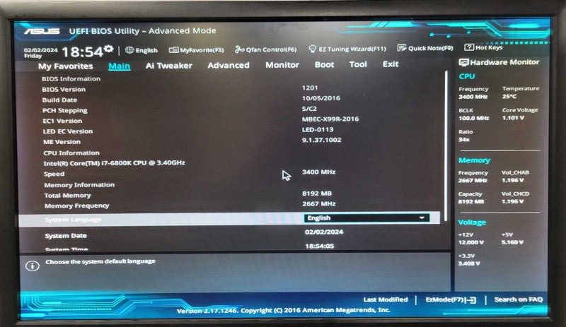 Asus X99-E ATX LGA 2011-v3 Motherboard with Core i7-6800K 8GB DDR4 I/O Shield _