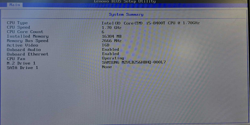 Lenovo M720q USFF Desktop | i5-8400T @ 1.70GHz 16GB DDR4 256GB NVMe + Adapter )