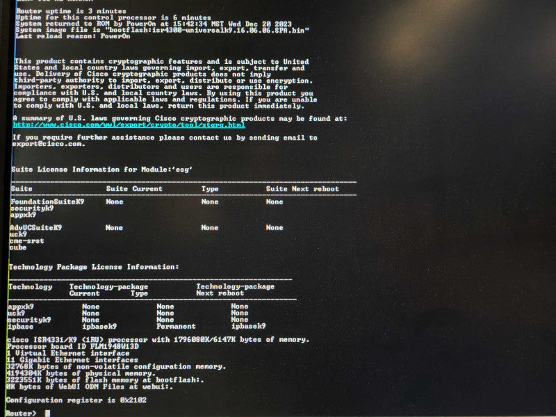 CISCO ISR4331/K9 Integrated Service Router, No Clock Issue $