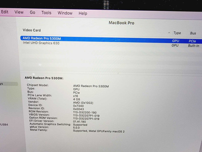 Apple Macbook Pro 2019 16\\" Core i7-9750H @ 2.6GHz 16GB DDR4 500GB SSD AMD Radeon Pro 5300M 4GB (