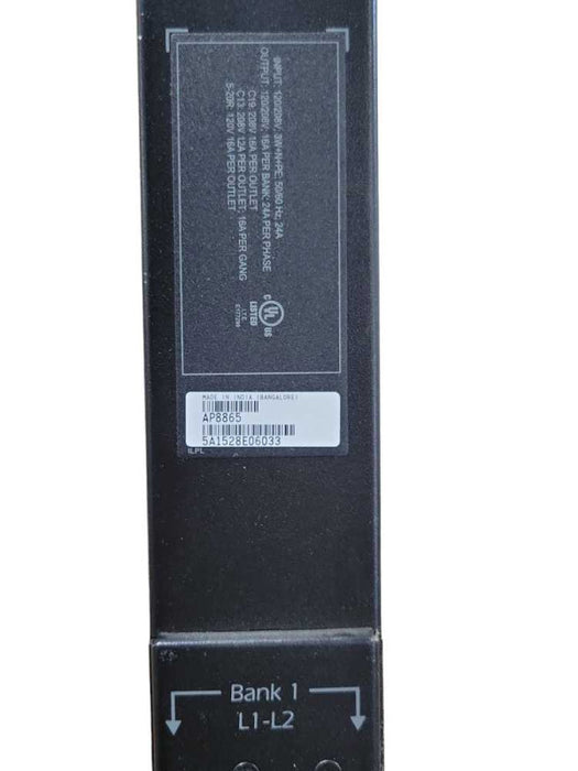 APC AP8865 Metered 3 PH 30A 208V 36x C13 6x C19 2x 5-20 ZeroU Rack P _