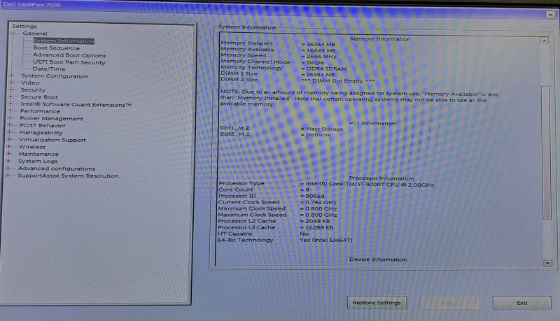 Dell OptiPlex 7070 USFF Desktop | i7-9700T @ 2.00GHz 16GB DDR4 256GB NVMe )