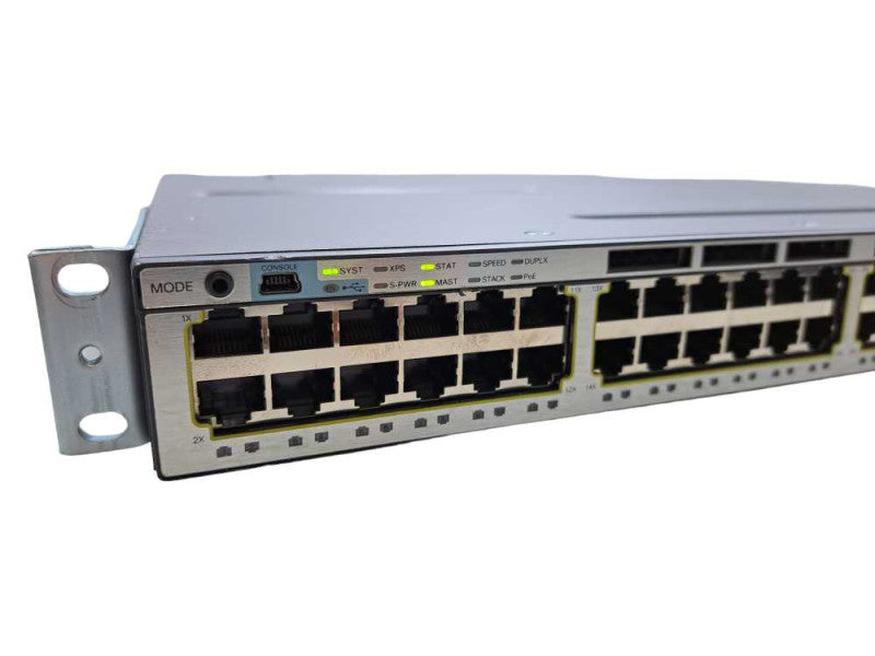 Cisco WS-C3750X-48P-S | 48 Port Gigabit PoE+ Ethernet Switch | 1100W PSU Q)