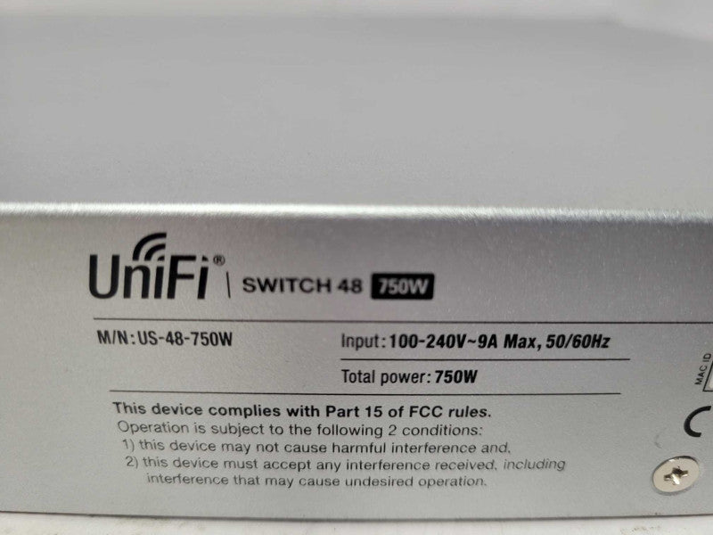 Ubiquiti US-48-750W 48-Port Managed PoE+ Gig 750W Switch, READ _