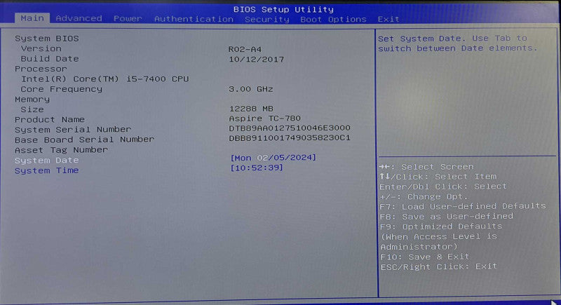 Acer Aspire TC-780 Tower  | i5-7400 @ 3.00GHz 12GB DDR4 256GB NVMe + 1TB HDD )