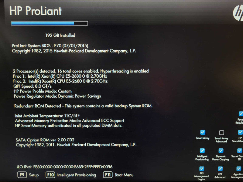 HP ProLiant DL380p Gen8 2x E5-2680 0 @ 2.7GHz 192GB ECC DDR3 P420i 2.5\\"  Q$