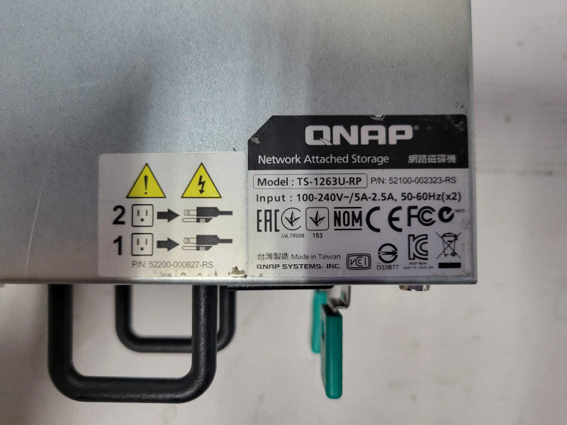 QNAP TS-1263U-RP 12 BAY NAS with 2x 6TB HDDs 2x PSU, READ _