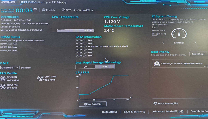 Asus Q170M-C Motherboard + Intel Core i7-6700 @ 3.40GHz HyperX 8GB DDR4  )