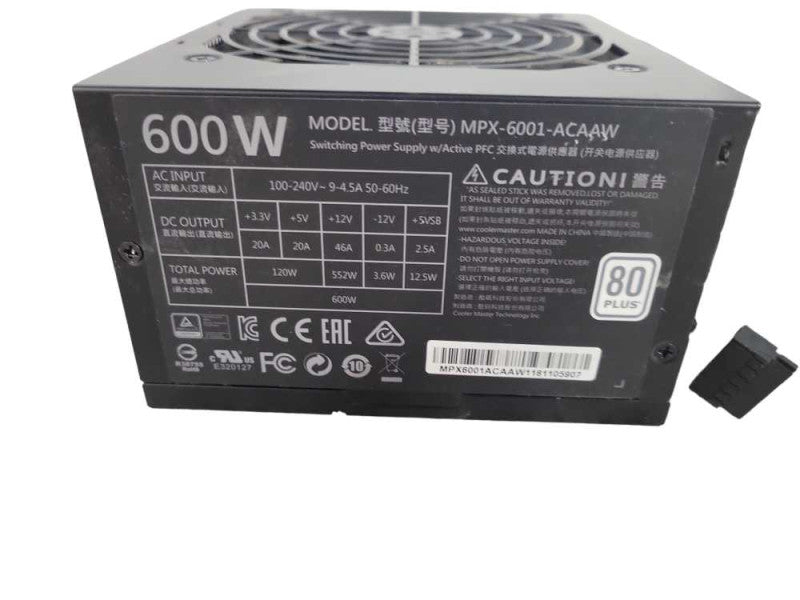 Cooler Master 600W MASTERWATT LITE MPX-6001-ACAAW Power Supply !