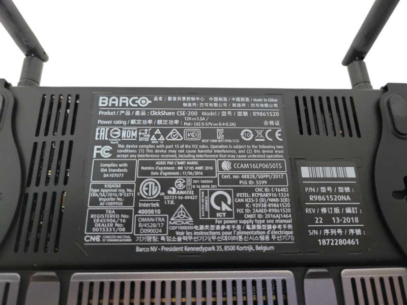 Barco ClickShare CSE-200 Wireless System w/ 1x Button, 2x Antenna, Power Adap Q_