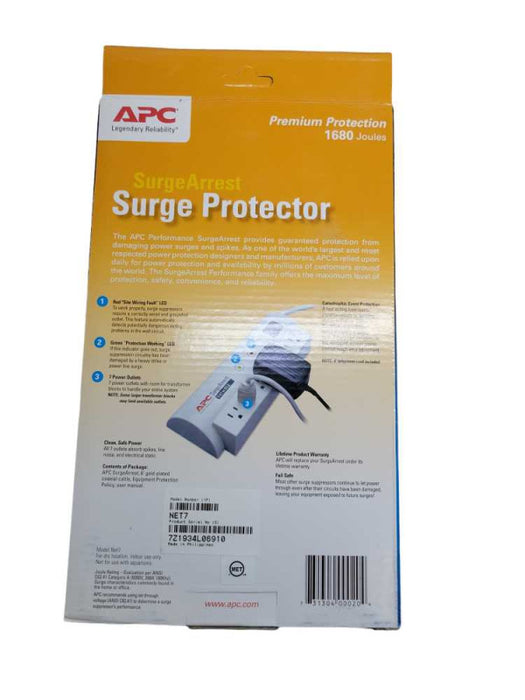 APC SUREARREST SURE PROTECTOR 7 POWER OUTLETS MODEL NET7 Q%