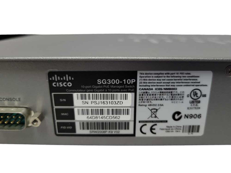 Cisco Systems SG300-10P 10-Port Gigabit PoE Managed switch Q_