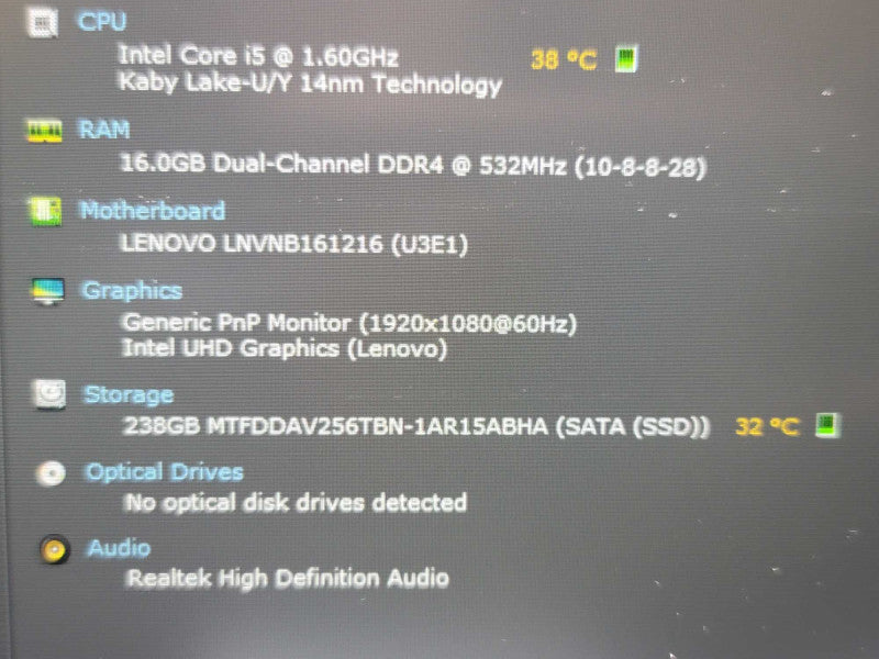 Lenovo ThinkBook 15IML | i5-10210u| 16GB DDR4| 256 GB SSD | PARTS/REPAIR Î²