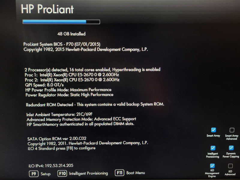 HP ProLiant DL380p Gen8 2x E5-2670 0 @ 2.6GHz 48GB ECC DDR3 P420i 2x PSU 2.5\\" $