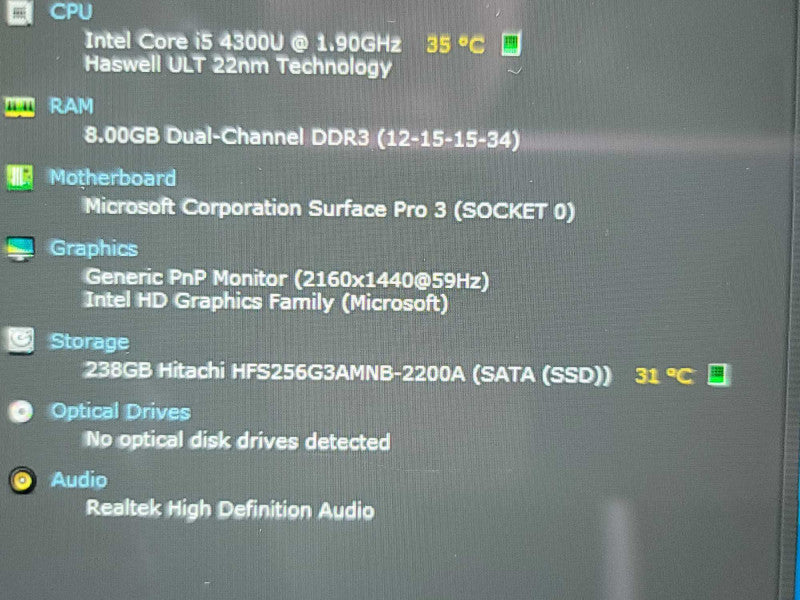 Microsoft Surface Pro 3| i5-4300U| 8GB DDR3| 256GB SSD w/ dock Q