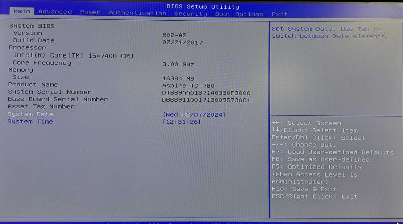 Acer Aspire TC-780 Tower | i5-7400 @ 3.00GHz 16GB DDR4 No HDD/OS )