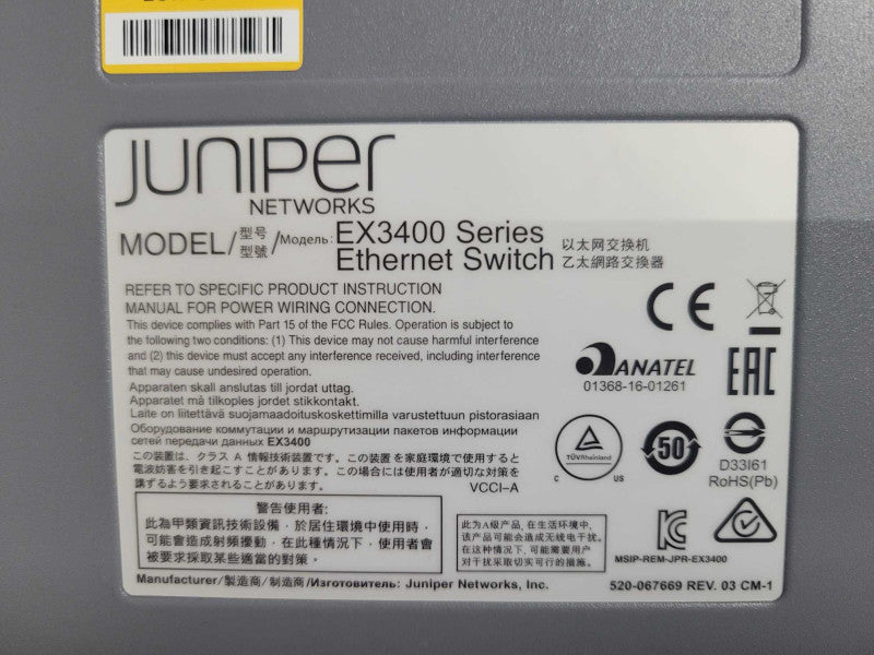 Juniper Networks EX3400-24P 24-Port Gigabit PoE Switch with 1x PSU Q_