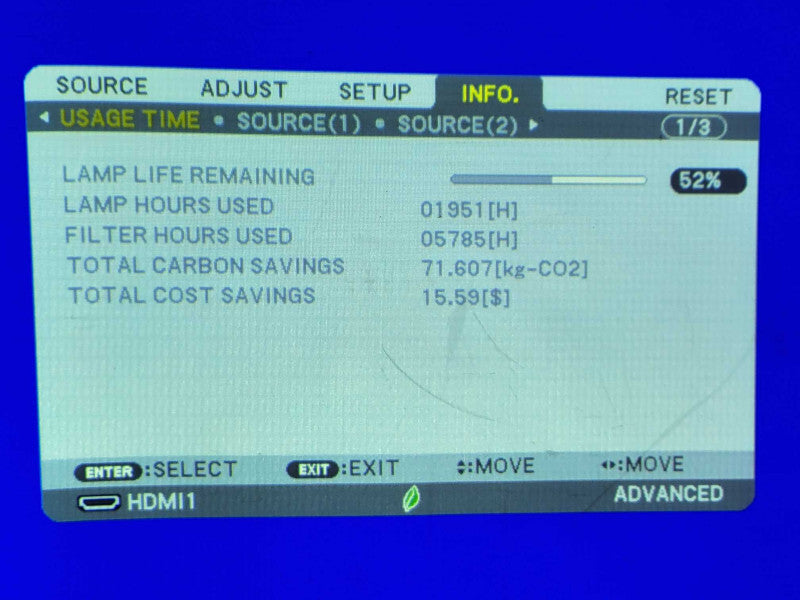 NEC NP-P401W HD HDMI Projector with 1951 LAMP HRS, No Remote controller _