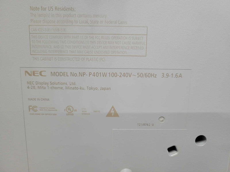 NEC NP-P401W HD HDMI Projector with 1951 LAMP HRS, No Remote controller _