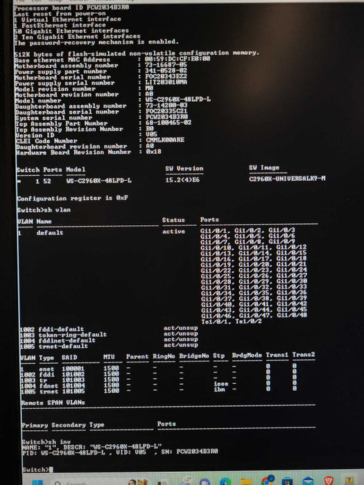 Cisco Catalyst WS-C2960X-48LPS-L 48-Port PoE+ Gigabit Switch $