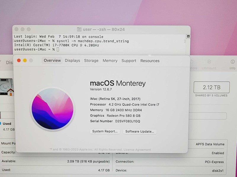 Apple iMac 2017 5k Retina 27\\" Core i7-7700K @ 4.2GHz 16GB DDR4 2.12TB Fusion Radeon Pro 580 8GB (