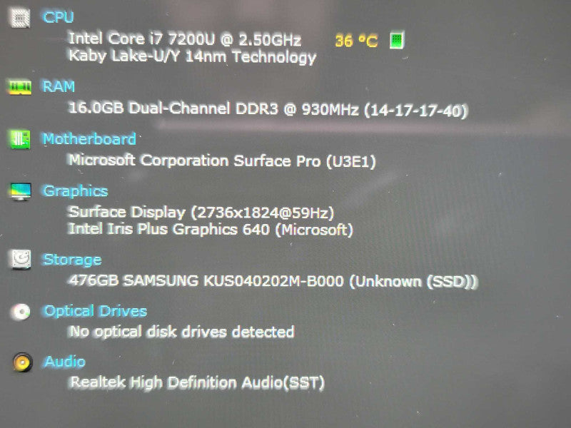 Microsoft Surface Pro (5th Gen) | i7-7200U| 16GB DDR3| 512GB SSD Î²